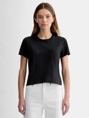 Everlane Short Sleeve Crewneck Tee Shirt Black Boxy Size XS 865